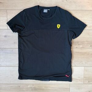 Puma Scuderia Ferrari Black Mesh Panel T-Shirt Men’s L Racing Logo Italy Flag